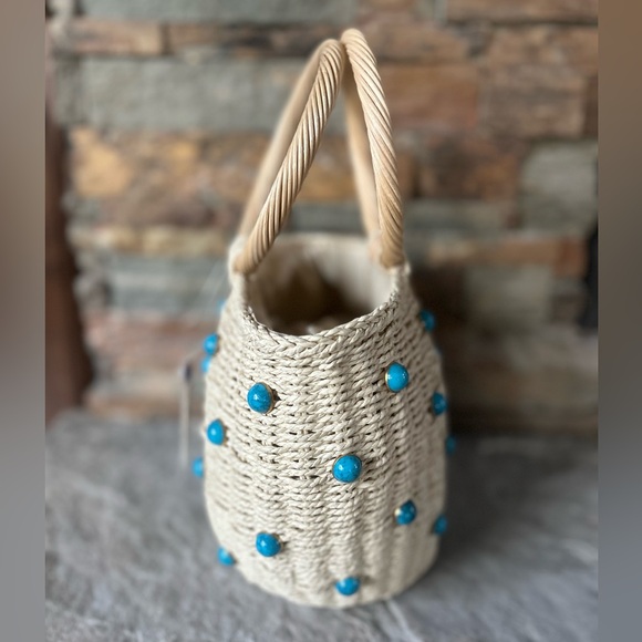 Brooke Webb x Anna Ava Straw Turquoise Handbag - Picture 4 of 4